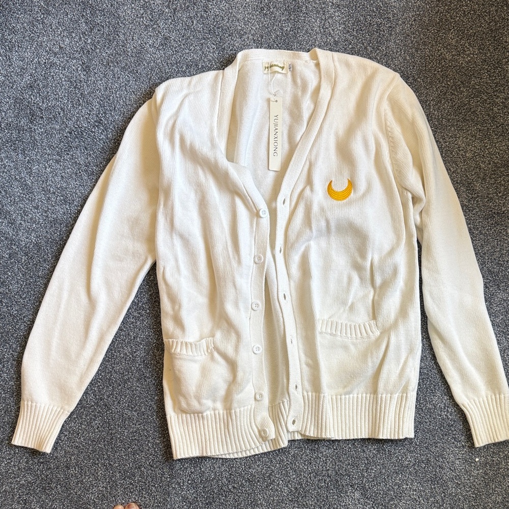 Sailor moon Cream Cardigan with Yellow moon
